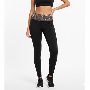 PINK Victoria's Secret Black Leggings with Glitter Waistband